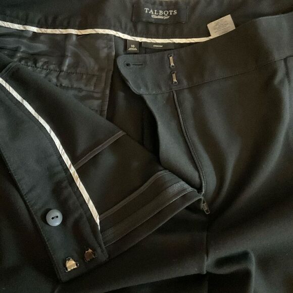 Talbots Pants Trouser Casual Stretch Black Zipper Button Front Inseam 28 Inch 16 - Picture 11 of 13